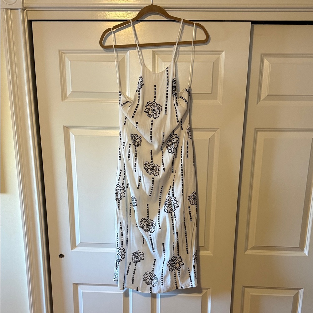 White Floral Stripe Dress